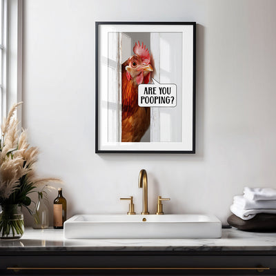 Are you pooping Poster Badezimmer Bild Huhn Badezimmer Deko Gäste WC Bild Lustige Poster Einweihungsgeschenk Haus und Wohnung Geschenk Umzug