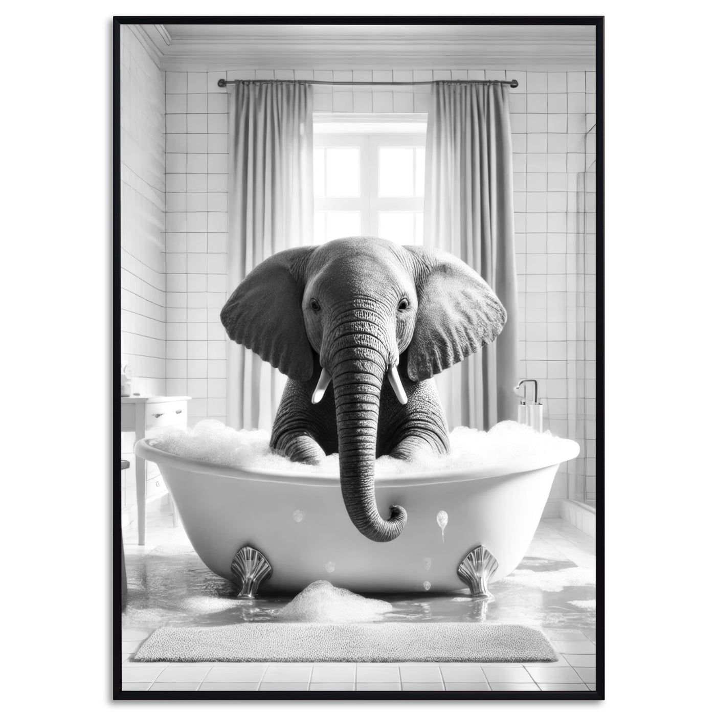 Elefant in Badewanne Bild Badezimmer Poster Badezimmer Bilder Tiere Lustig Schwarz Weiß Bilder