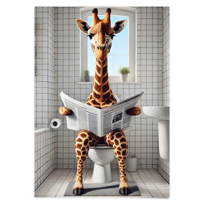 Giraffe auf Klo Poster Badezimmer Bilder Tiere Badezimmer Print Gäste WC Bild Giraffe auf Toilette Geschenk zum Einzug Einweihungsgeschenk