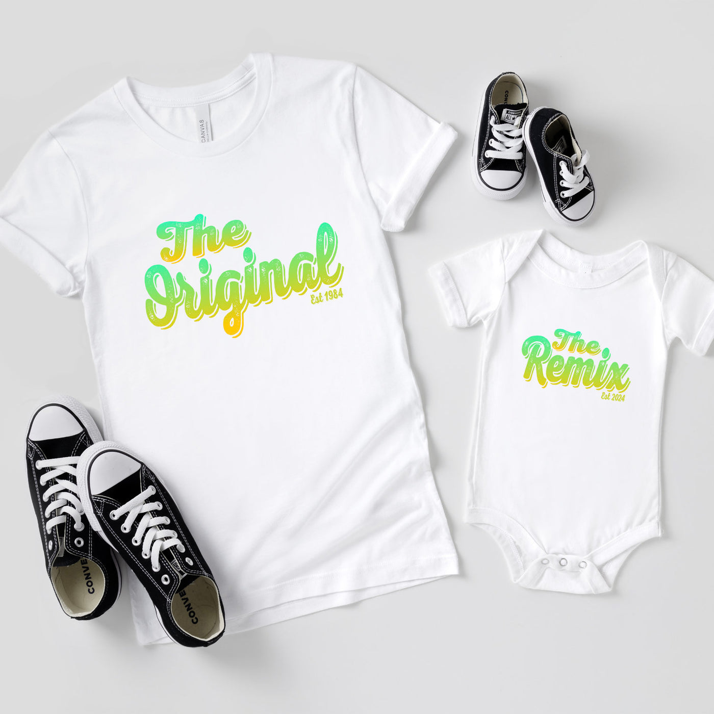 The Original The Remix Shirts Vater Sohn Partnerlook Summer Vibes Mama Tochter Outfit Set Babybody bedruckt personalisiert Geschenk Vatertag